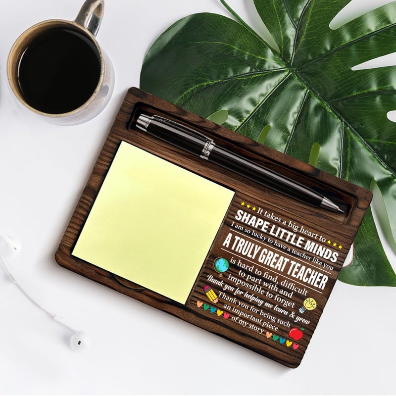 YGBF Thank You Teacher Gifts for Women Men Sticky Note Holder Teacher Appreciation Gifts for Birthday Retirement It Takes a Big Heart to Shape Little Minds Self-Stick Note Pad Holders Home Office Decor - Image 5